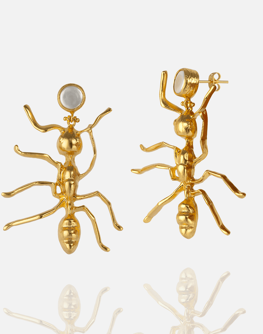 Golden Ant Statement Earrings - Aquadan.co